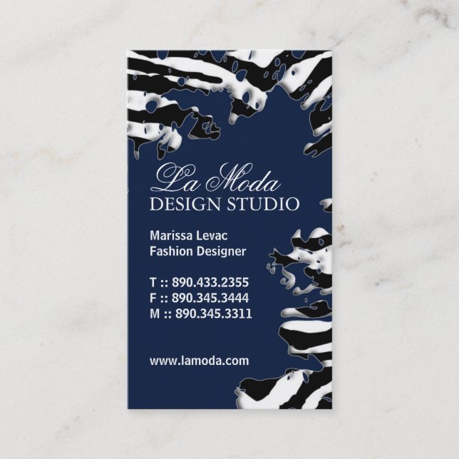 Sassy Zebra Print  Business Card (Front)