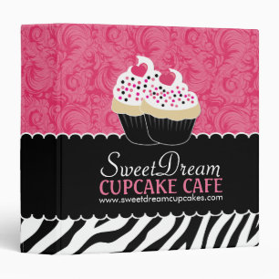 Sassy Zebra Print Cupcake Binder