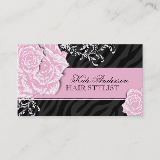 Customizable SASSY ZEBRA PRINT HAIR STYLIST BUSINESS CARDS