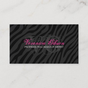Sassy Zebra Print Makeup Artist Business Cards by colourfuldesigns at Zazzle