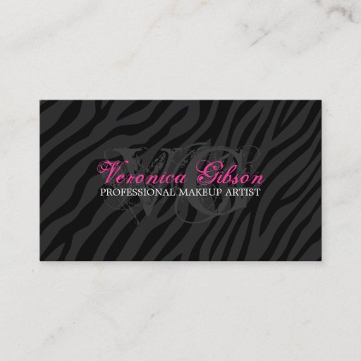 Customizable Sassy Zebra Print Makeup Artist Business Cards