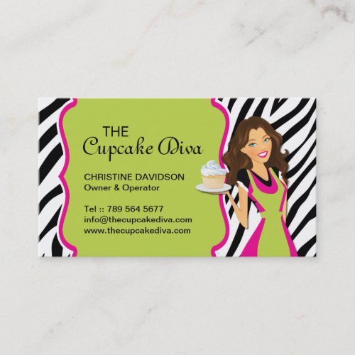 Sassy Zebra Stripe Bakery Business Card