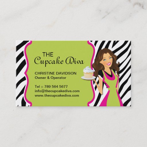 Customizable Sassy Zebra Stripe Bakery Business Card