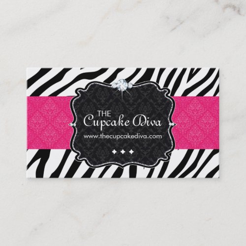 Sassy Zebra Stripe Cupcake Business Card