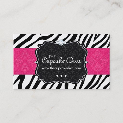 Customizable Sassy Zebra Stripe Cupcake Business Card