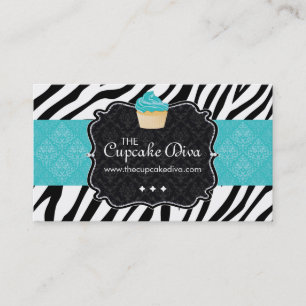Sassy Zebra Stripe Cupcake Business Card