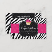 Sassy Zebra Stripe Cupcake Business Card (Front/Back)