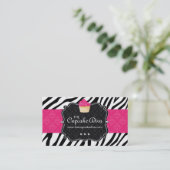 Sassy Zebra Stripe Cupcake Business Card (Standing Front)
