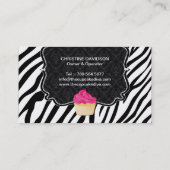 Sassy Zebra Stripe Cupcake Business Card (Back)