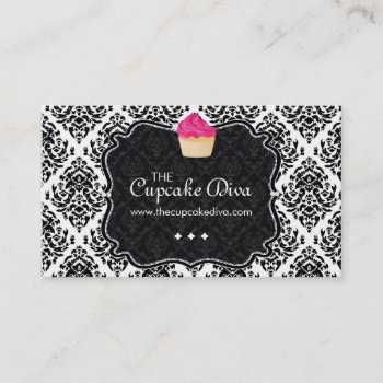 Sassy Zebra Stripe Cupcake Business Card by colourfuldesigns at Zazzle