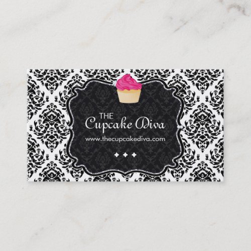 Sassy Zebra Stripe Cupcake Business Card