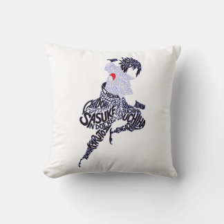 Sasuke Anime Typography Throw Pillow