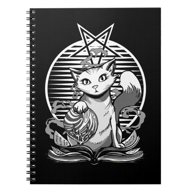 Satan Cat Fortune Teller Witchy Goth Kitten Notebook (Front)