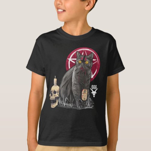Satan Cat Occult Kitten Gothic Animal Funny T_Shirt