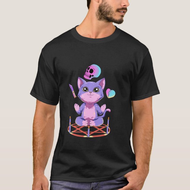 Satan Cat Pastel Goth And Nu Goth T-Shirt (Front)