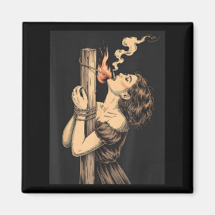 Satan Devil Hell Witch With Flames Cigarette Occul Magnet