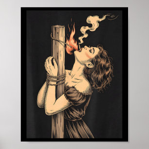 Satan Devil Hell Witch With Flames Cigarette Occul Poster