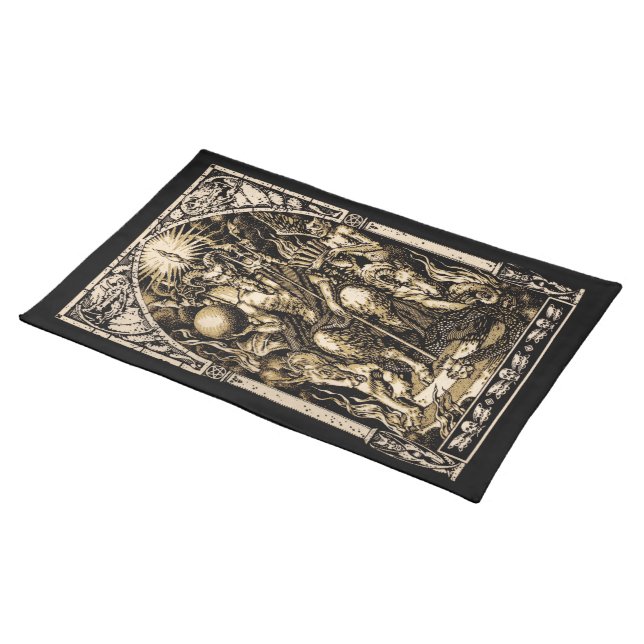 Satan Enthroned 14x20 on Woven Cotton Cloth Placemat (On Table)