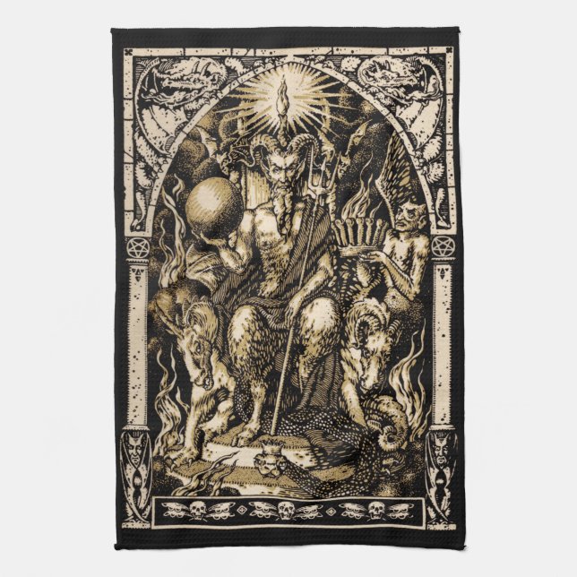 Satan Enthroned 16x24 on Twill Cotton - Towel (Vertical)