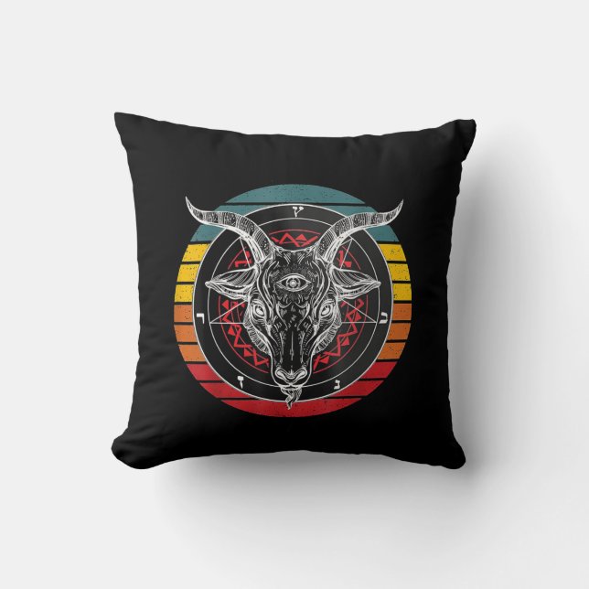 Satan Goat, Goat Gift Throw Pillow (Front)