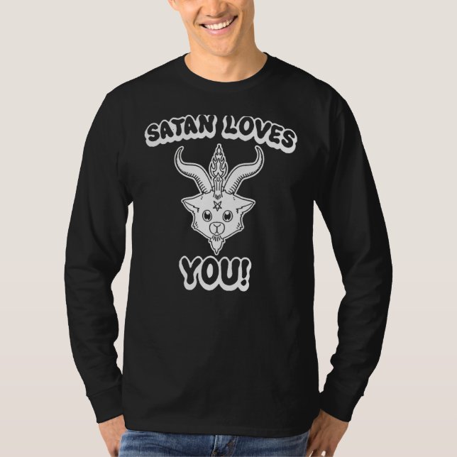 Satan Loves You Baphomet T-Shirt (Front)