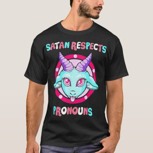 Satan Respects Pronouns Transgender Pentagram Tran T_Shirt