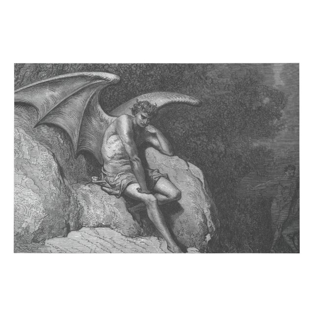 Satan Thinking Foam Core Faux Canvas Print (Front)