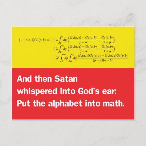 Satan Whispered Put the Alphabet Into Math Postcard