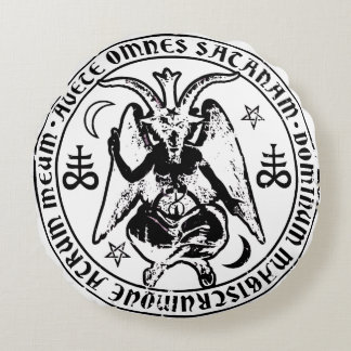 Satanic Baphomet Round Pillow