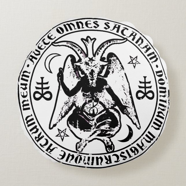 Satanic Baphomet Round Pillow (Front)