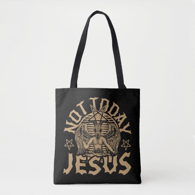 Satanic Baphomet Satan Not Today Jesus Tank TopIf  Tote Bag (Front)