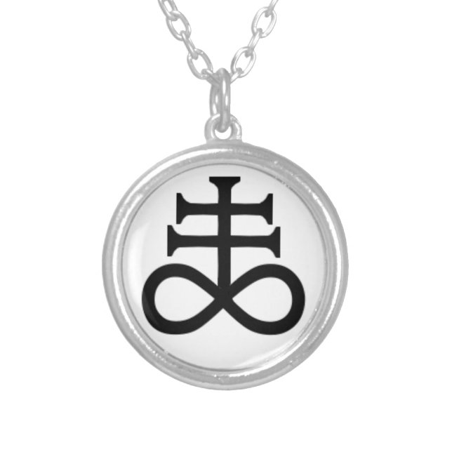 satanic cross silver plated necklace (Front)