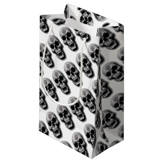 Satanic Evil Skull Design Small Gift Bag (Front Angled)