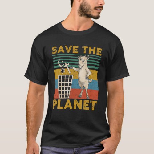 Satanic Goat Hail Satan Save The Planet T_Shirt