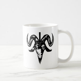 Satanic Goat Head with Cross (black) Coffee Mug