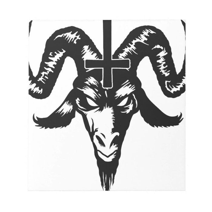 Satanic Goat Head with Cross (black) Memo Notepad