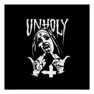 Satanic Nun Tattoos Unholy Poster