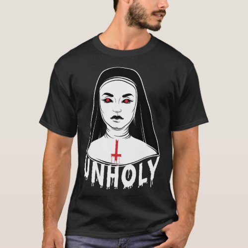 Satanic Nun Unholy Gothic Evil Lucifer Occult Witc T_Shirt