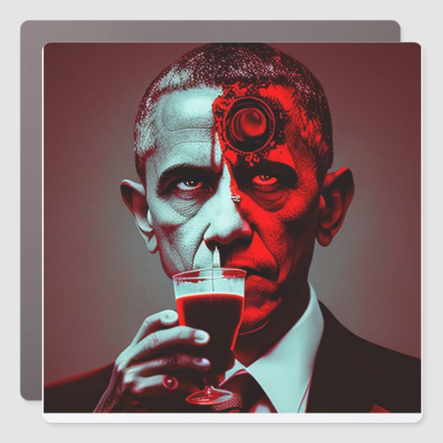 Satanic Obama Drinks the Blood of America Car Magnet (Front)