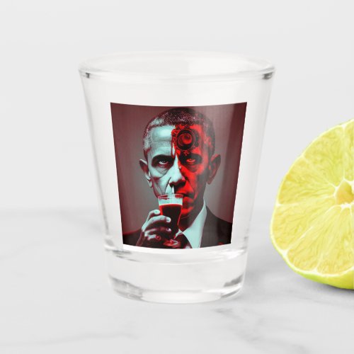 Satanic Obama Drinks the Blood of America  Shot Glass