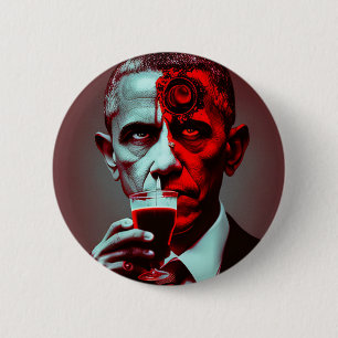 Satanic Obama Drinks the Blood of America Square S Button
