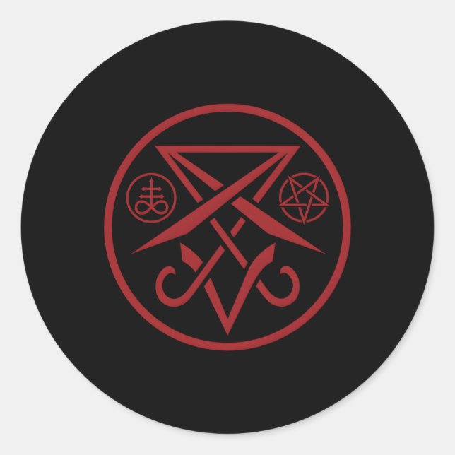 Satanic Sigil Of Lucifer With Pentagram And Leviat Classic Round Sticker (Front)