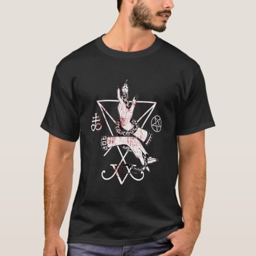 Satanic Sigil Of Lucifer With Pentagram And Leviat T_Shirt