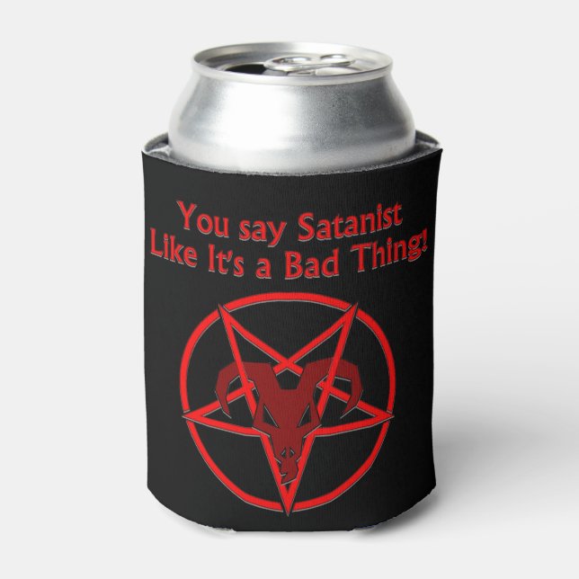 Satanist Bad Thing Dark Humor Goat Pentacle Can Cooler (Can Front)