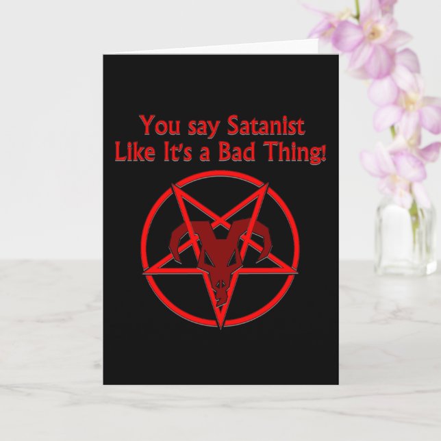Satanist Bad Thing Dark Humor Goat Pentacle Card (Orchid)