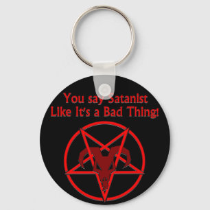 Satanist Bad Thing Dark Humor Goat Pentacle Keychain