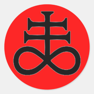 SATAN'S CROSS CLASSIC ROUND STICKER