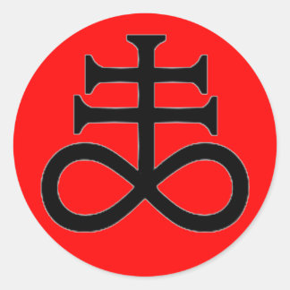 SATAN'S CROSS CLASSIC ROUND STICKER