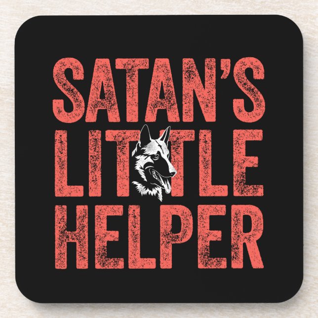 Satan's Little Helper Funny Belgian Malinois Beverage Coaster (Front)