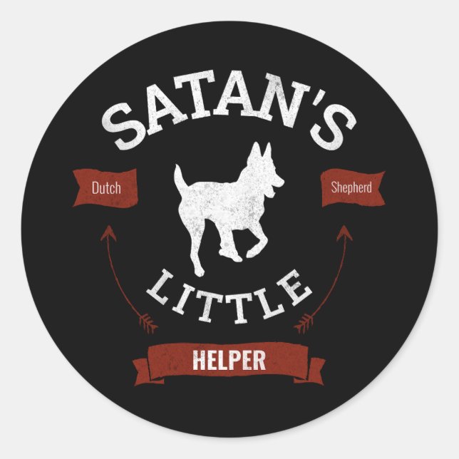 Satan's Little Helper Funny Dutch Shepherd Classic Round Sticker (Front)